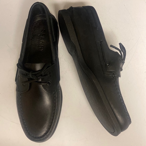SPERRY Black Leather Top Sider Loafer Shoes 11M - Picture 1 of 17